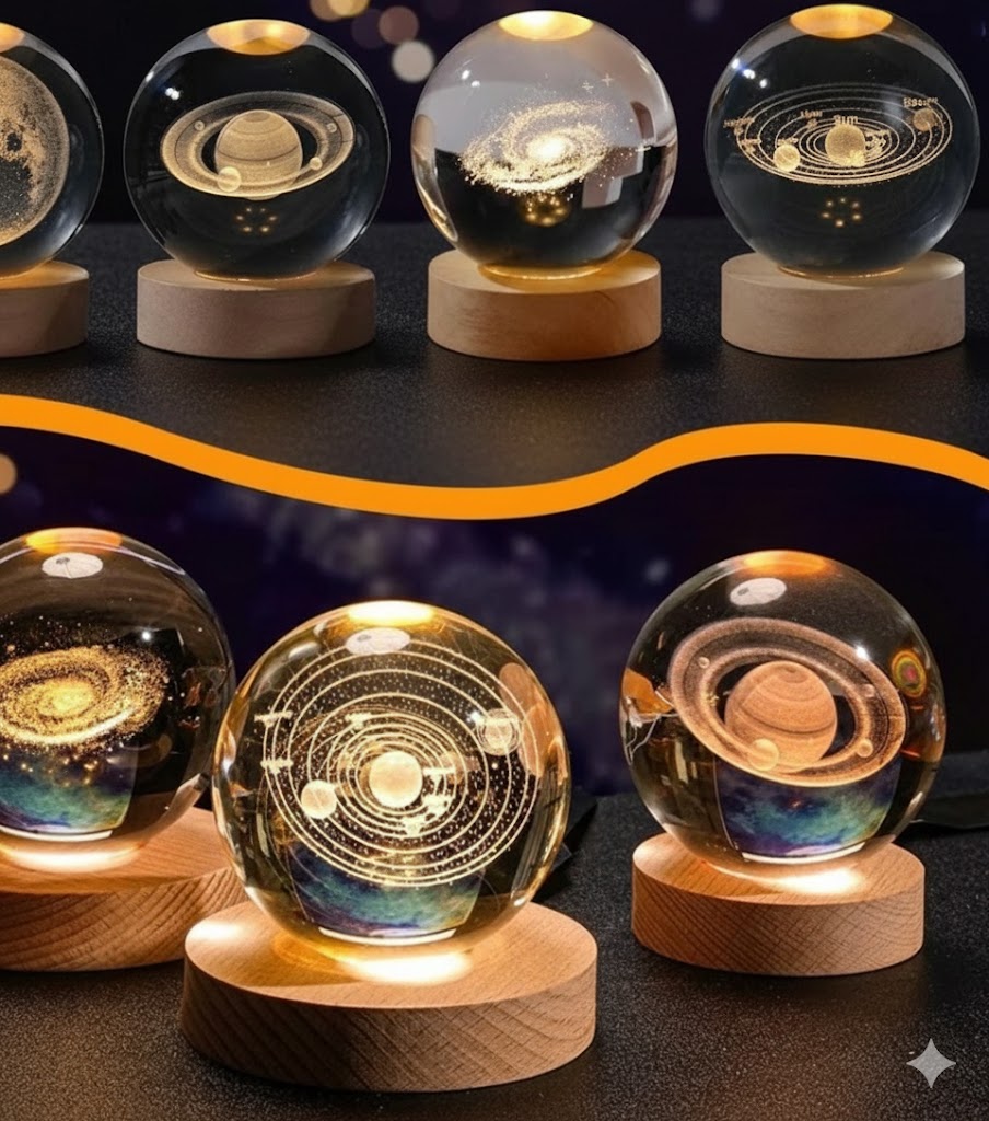 Lámpara Astronómica de Cristal 3D